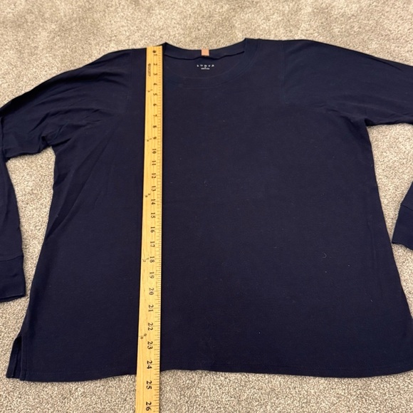 Lunya Restore Long Sleeve Crew Neck Tee Shirt Navy Blue Size Small EUC - Picture 7 of 9